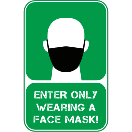 Sticker enter only wearing a face mask