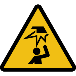 Sticker warning above head obstacle