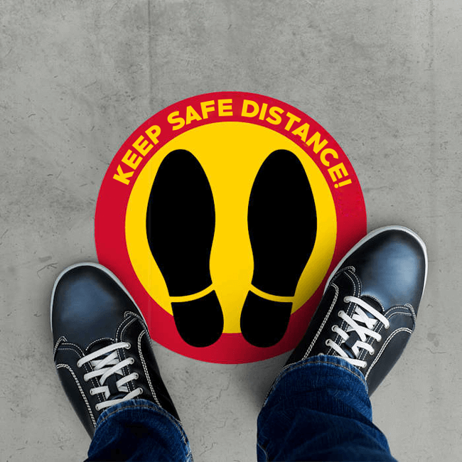 Floor decal keep safe distance