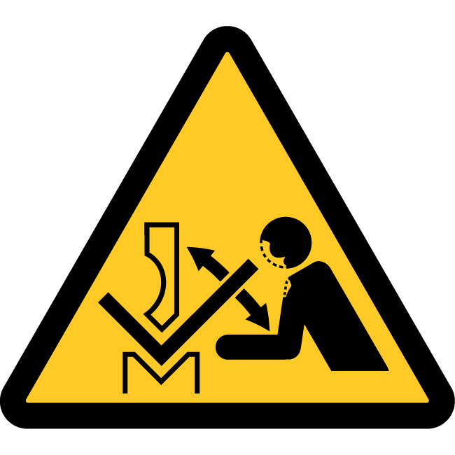 Risk of injury due to sudden movement of the part when working with a press