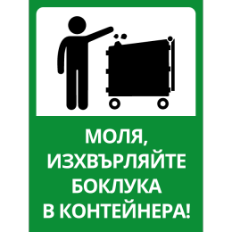 sign throw the trash in the container
