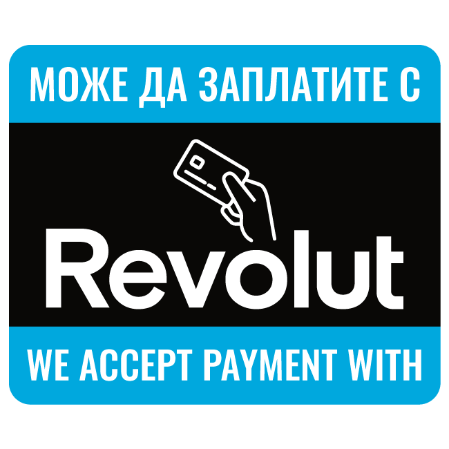Sticker we accept payments with Revolut