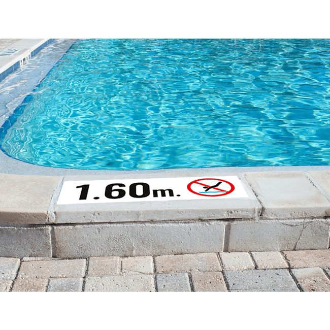 Pool depth warning sign